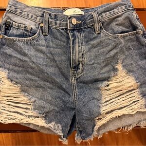 KanCan Medium Blue Distressed Denim Shorts